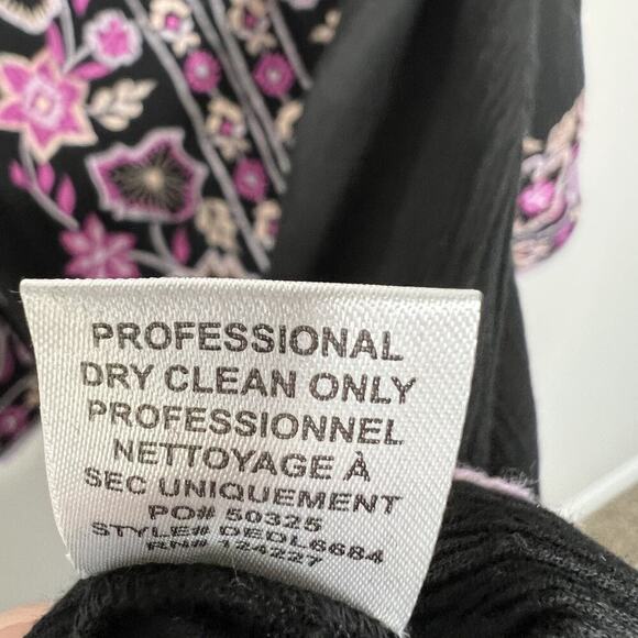 MISA LA x Anthropologie Dress Womens Medium Black Pink Embroidered Maxi Boho - Picture 14 of 16